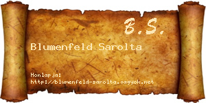 Blumenfeld Sarolta névjegykártya